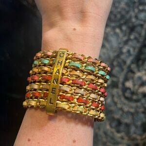 CHANEL Gold Multi-Color Chain Link Bracelet
